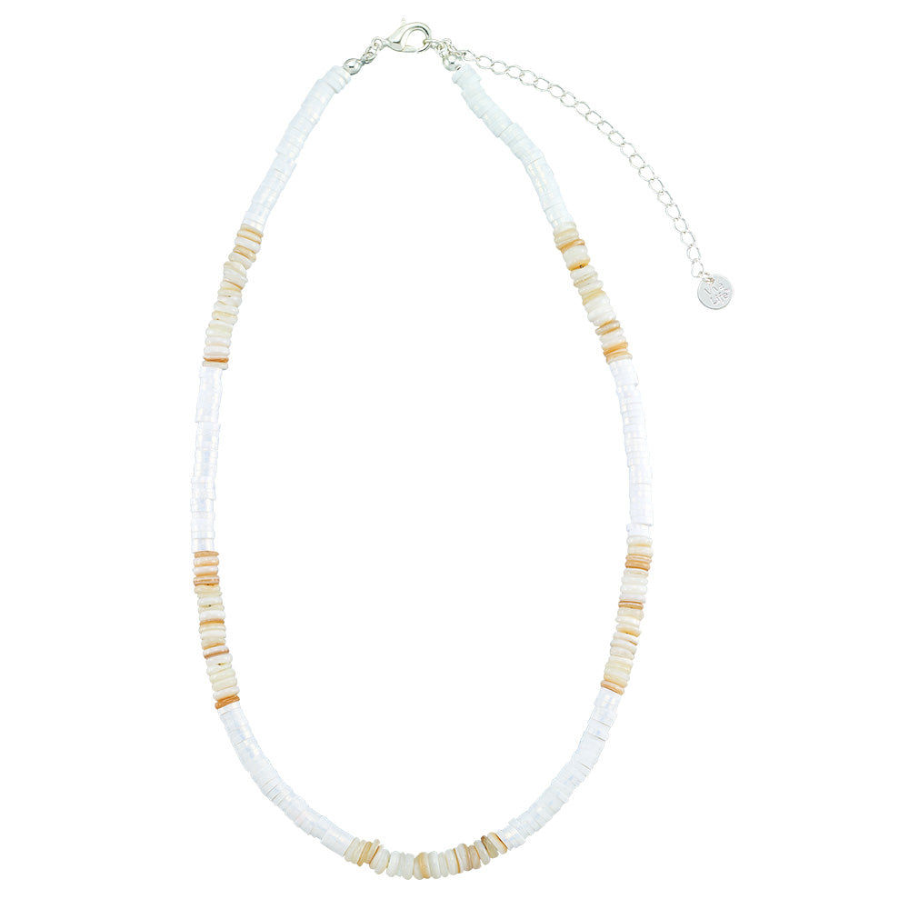 Shell and Pearlized Fimo 15" Necklace