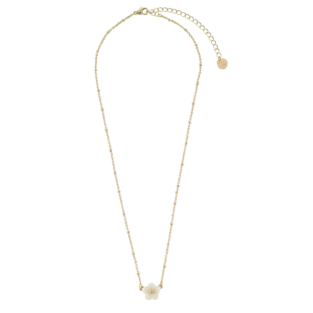 Mother of Pearl Flower 16" Necklace