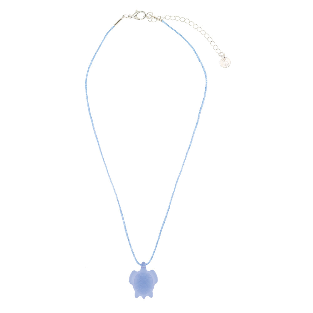 &quot;Give Back&quot; Frosted Resin Turtle Linen Necklace