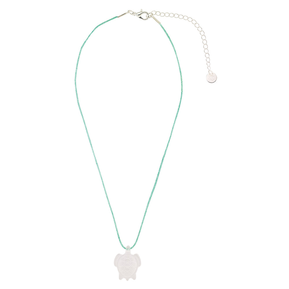 &quot;Give Back&quot; Frosted Resin Turtle Linen Necklace