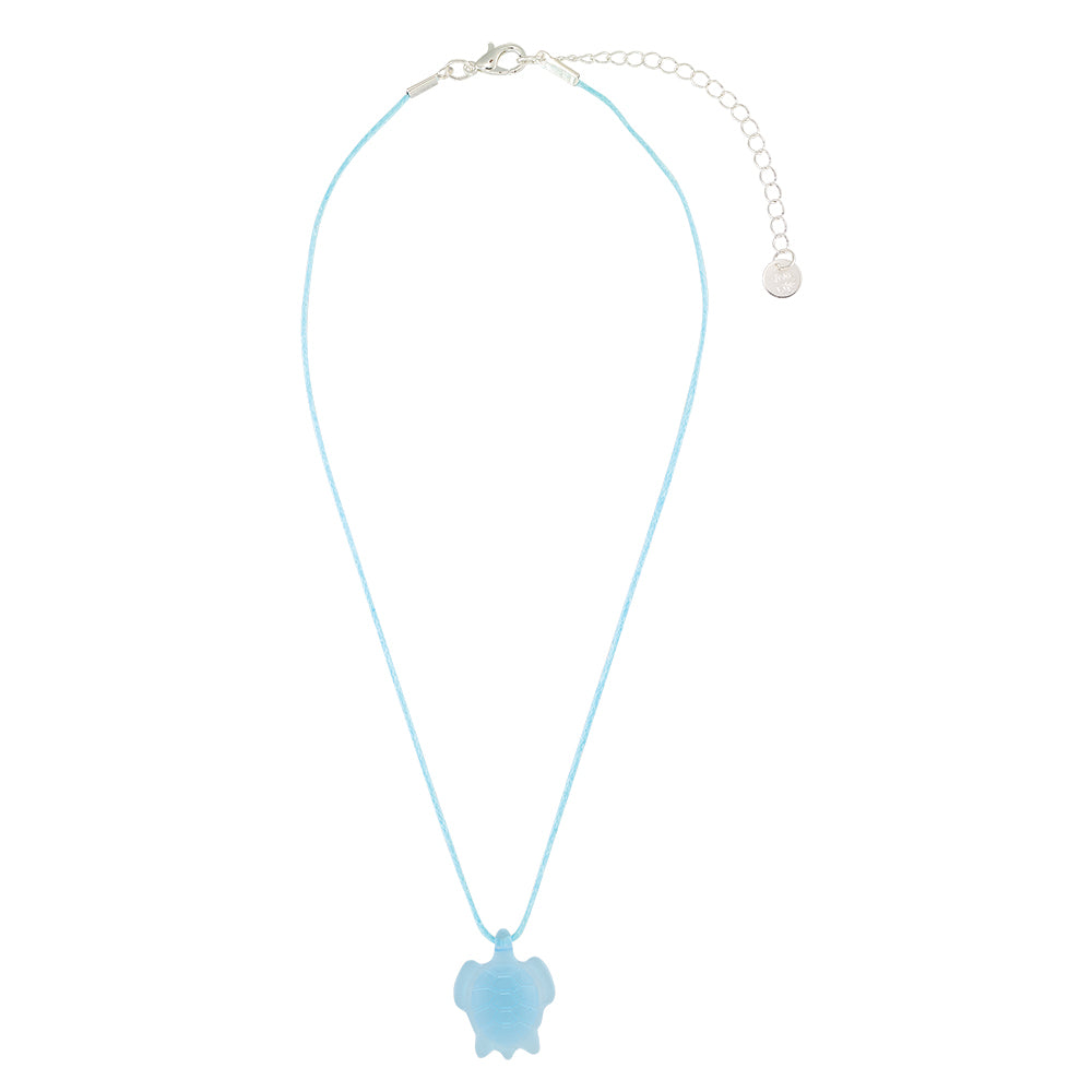 &quot;Give Back&quot; Frosted Resin Turtle Linen Necklace