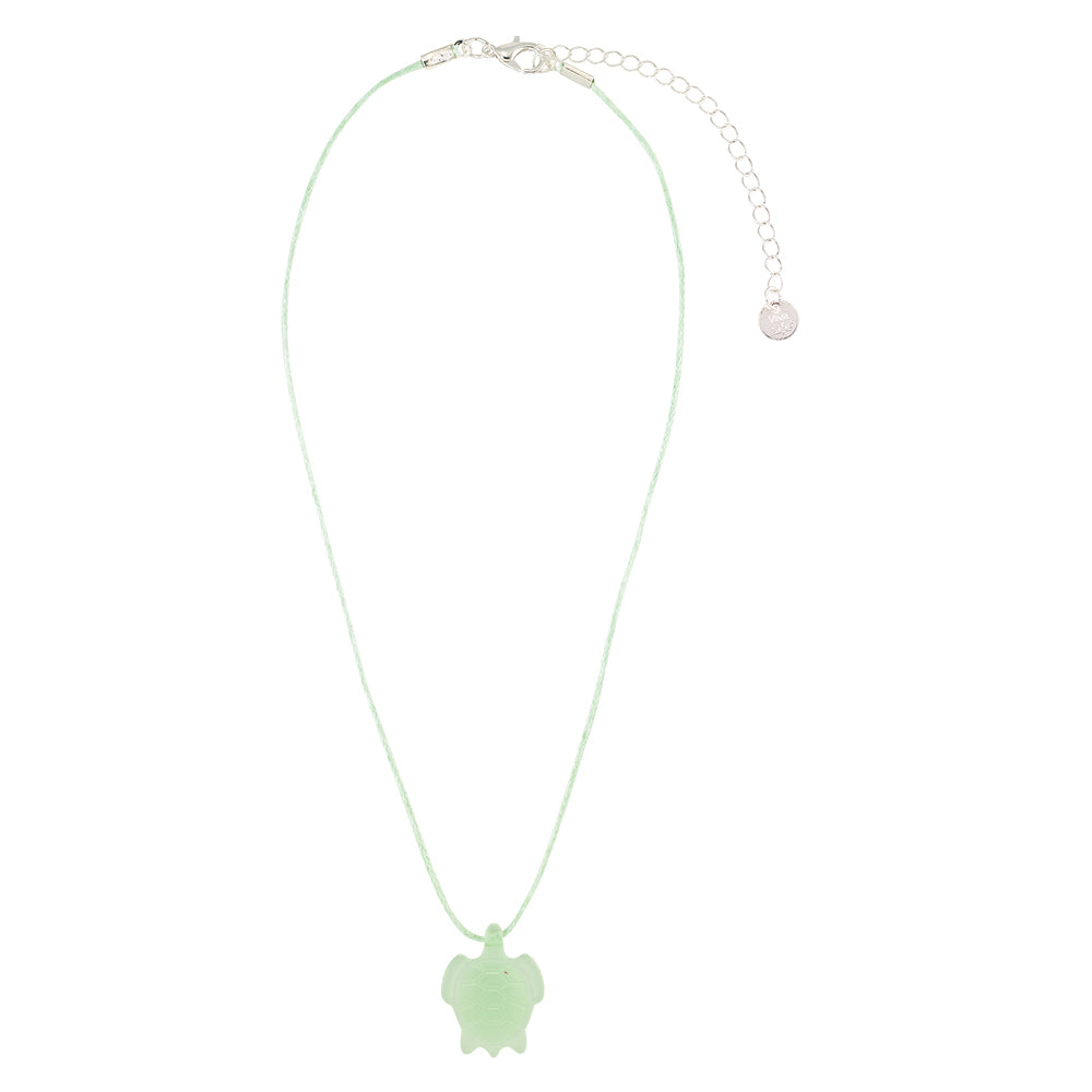 "Give Back" Frosted Resin Turtle Linen Necklace