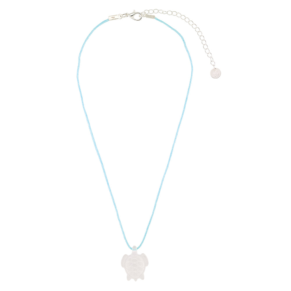 &quot;Give Back&quot; Frosted Resin Turtle Linen Necklace