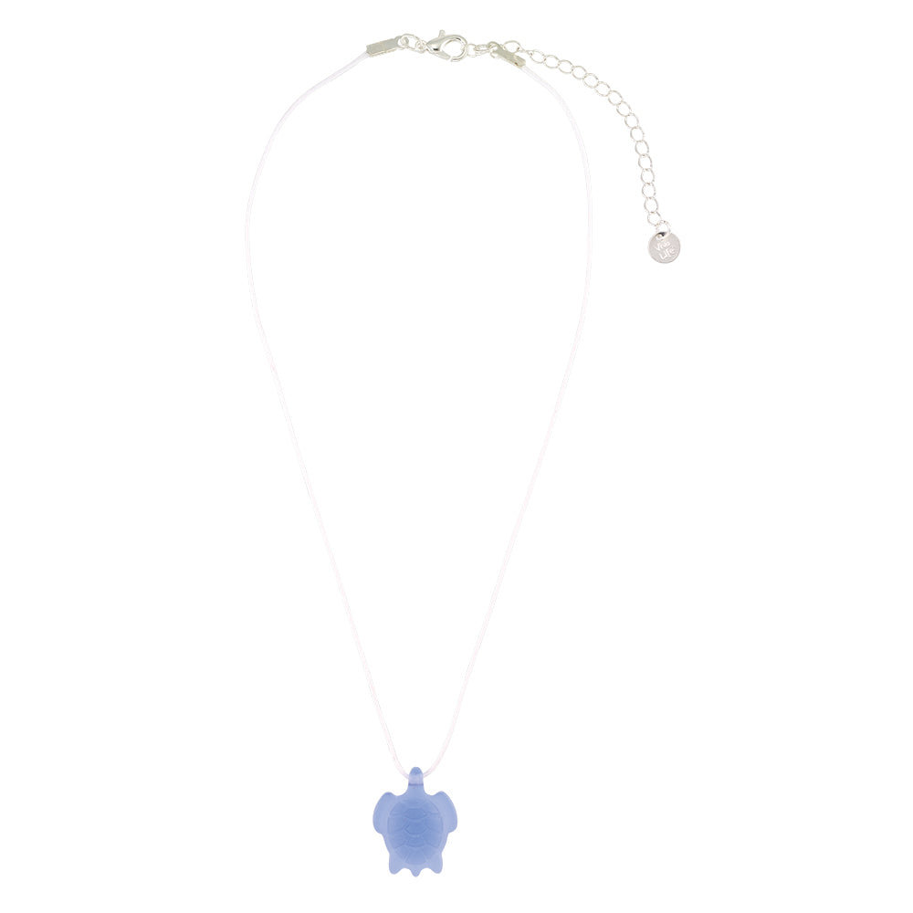 &quot;Give Back&quot; Frosted Resin Turtle Linen Necklace