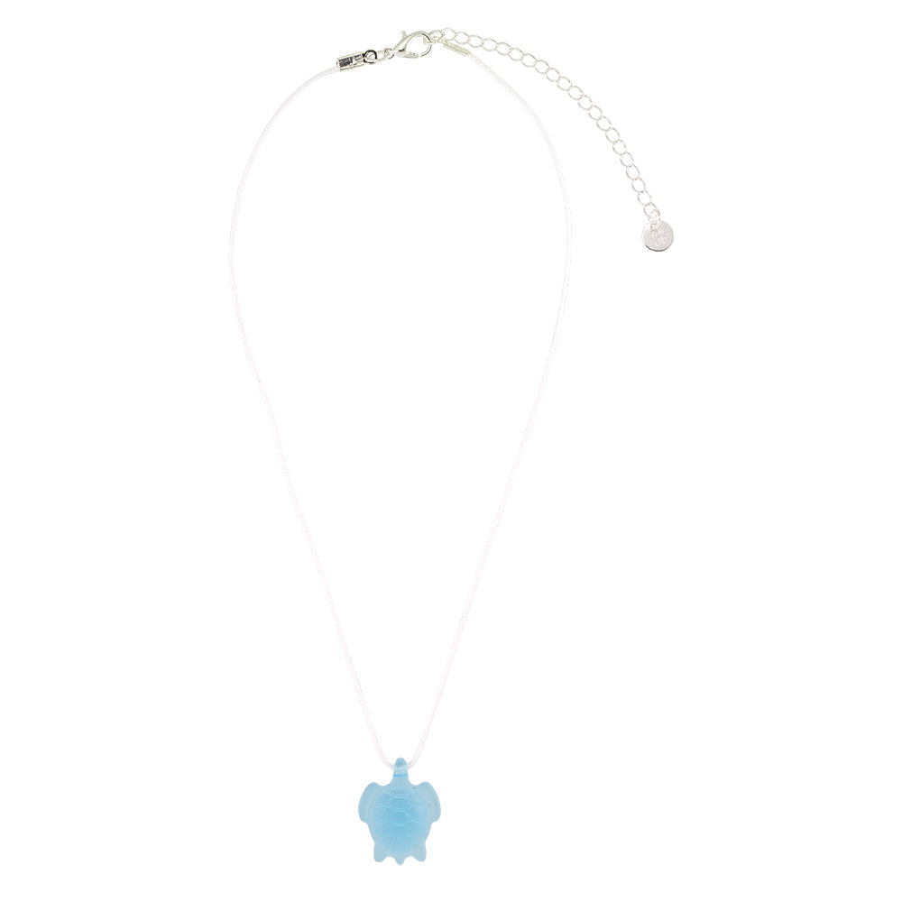 &quot;Give Back&quot; Frosted Resin Turtle Linen Necklace
