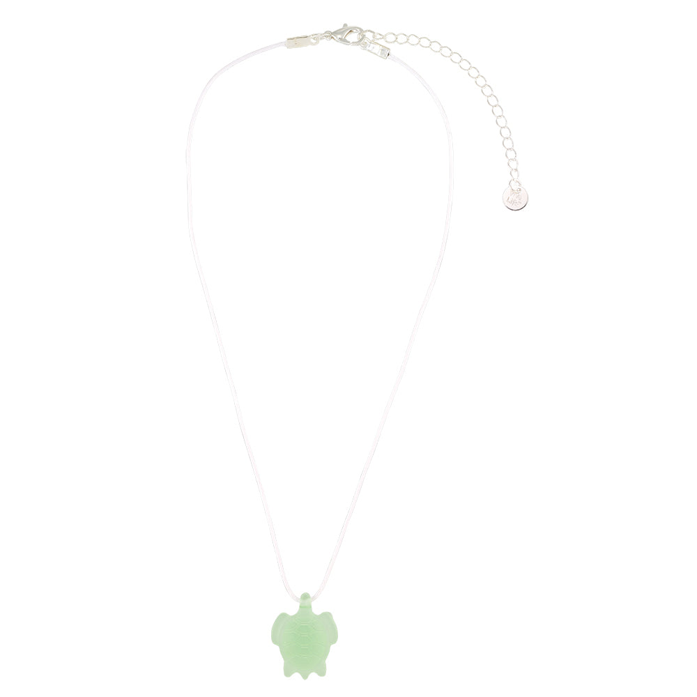 &quot;Give Back&quot; Frosted Resin Turtle Linen Necklace