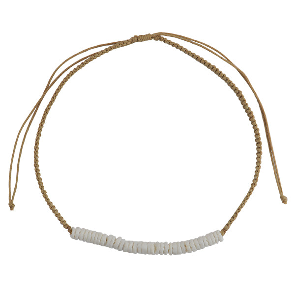 Shell Chip Macrame Linen Necklace