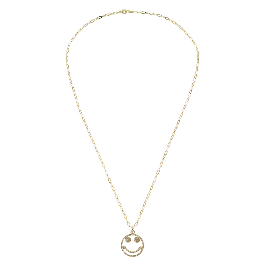 Crystal Happy Face 24&quot; Necklace
