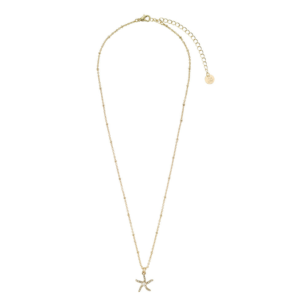 Crystal Starfish Pearl 16&quot; Necklace