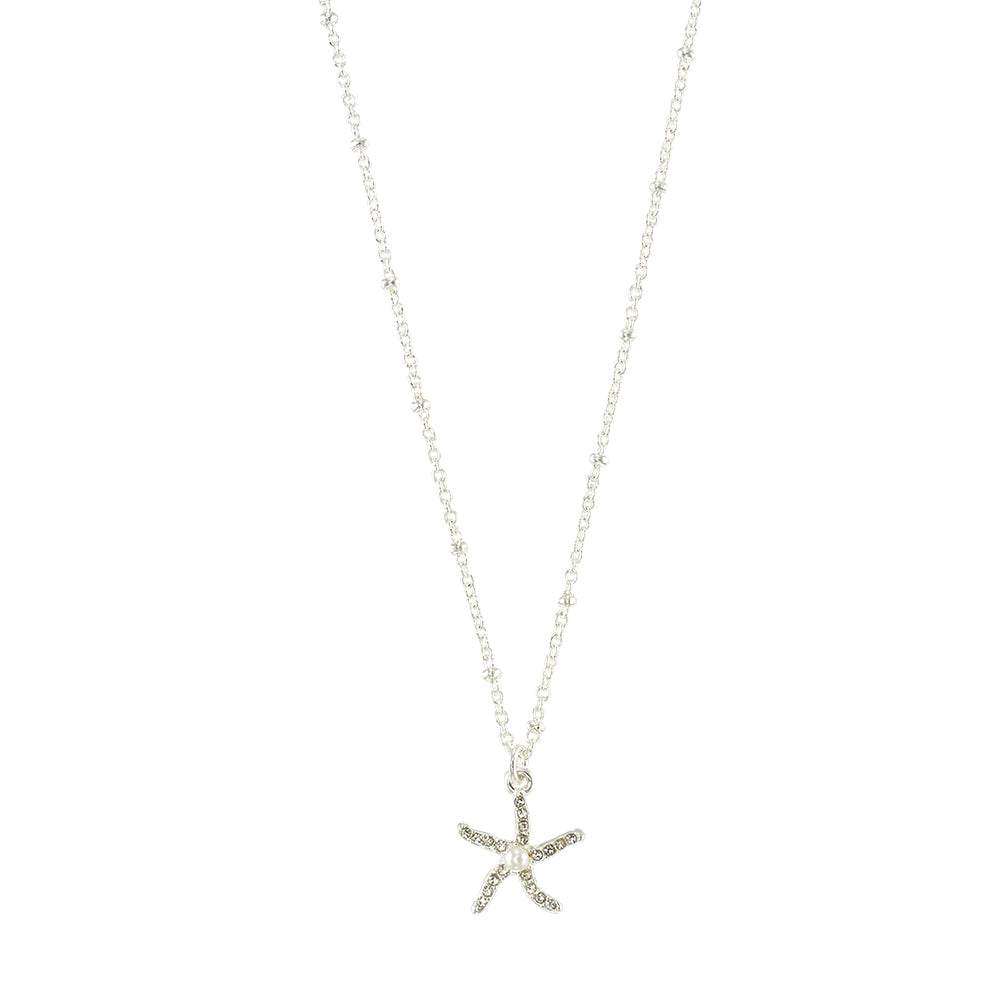 Crystal Starfish Pearl 16" Necklace