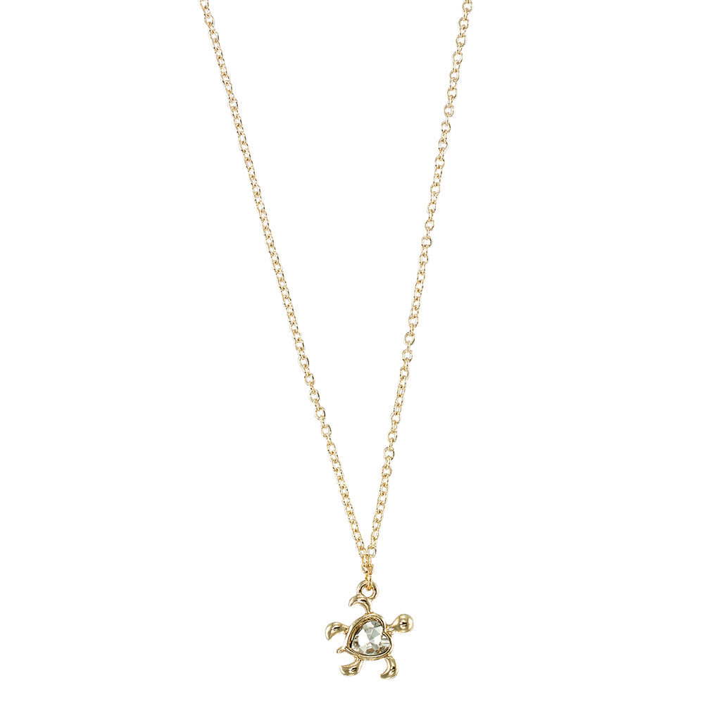 Crystal Heart Turtle 16" Necklace
