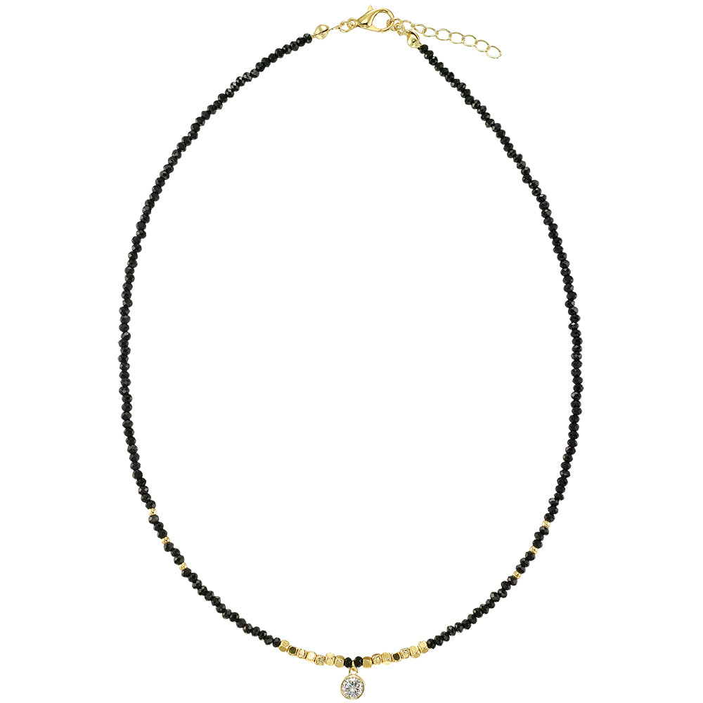 Black & White Crystal Drop Necklace
