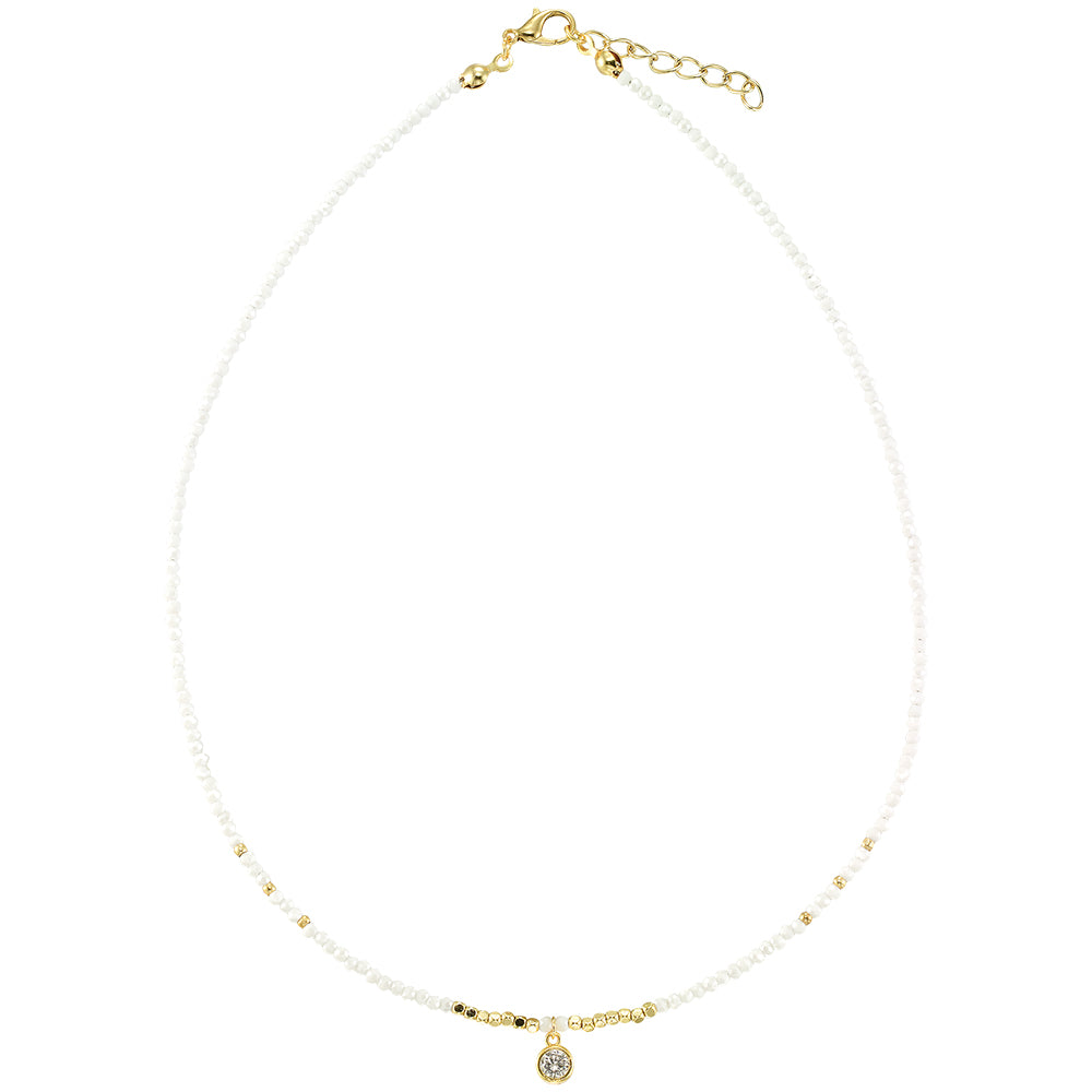 Black & White Crystal Drop Necklace