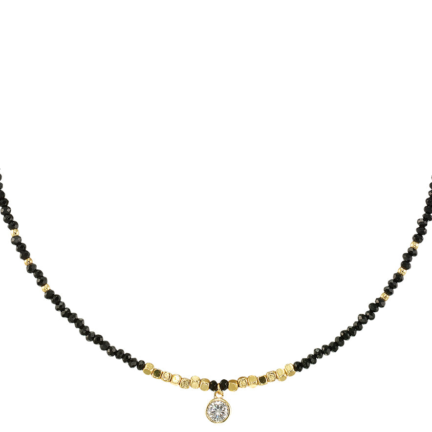 Black & White Crystal Drop Necklace