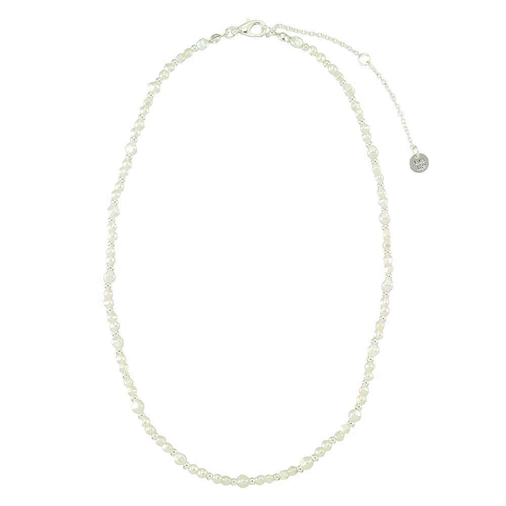 Faux Pearl Metal Bead 16" Necklace
