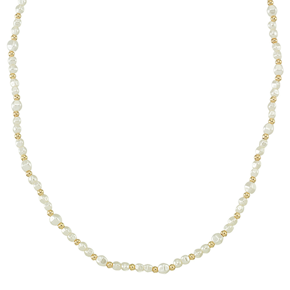 Faux Pearl Metal Bead 16" Necklace