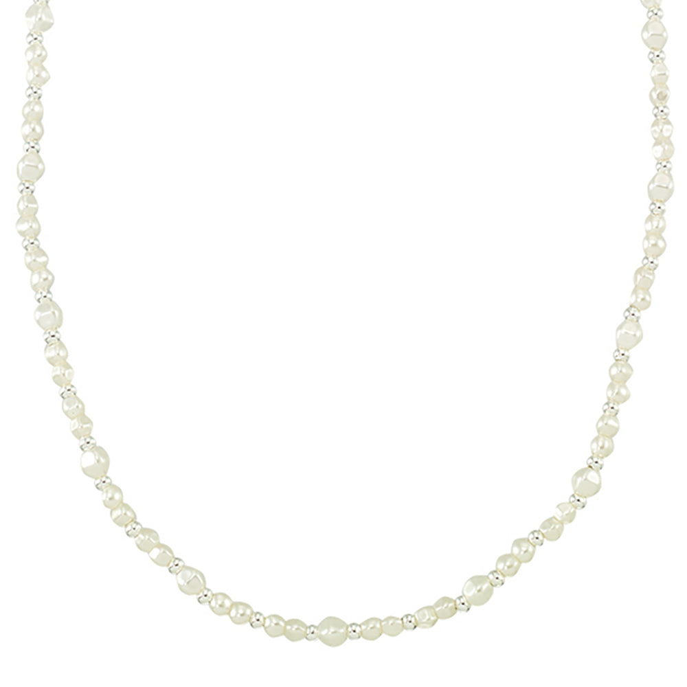 Faux Pearl Metal Bead 16" Necklace