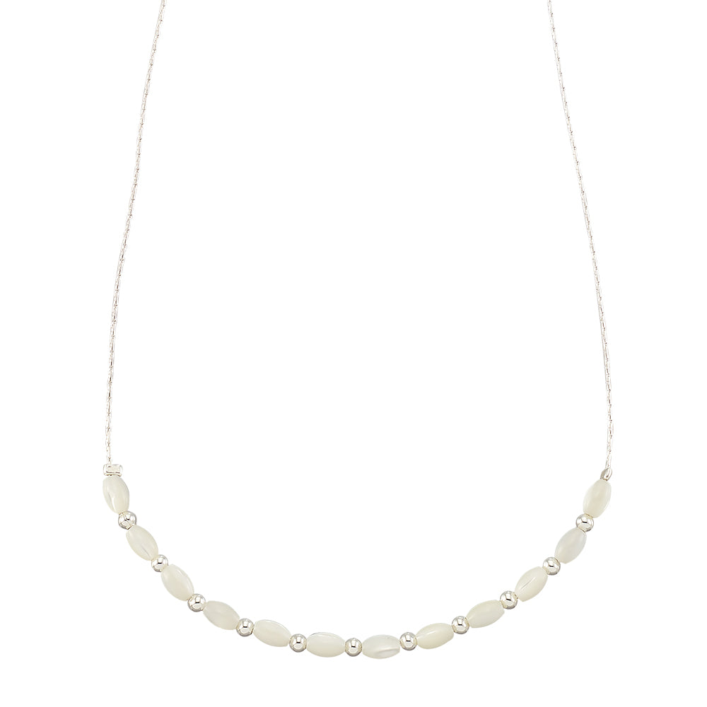 Oval Beaded Mother of Pearl 15" Necklace