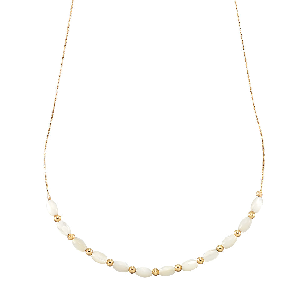 Oval Beaded Mother of Pearl 15" Necklace