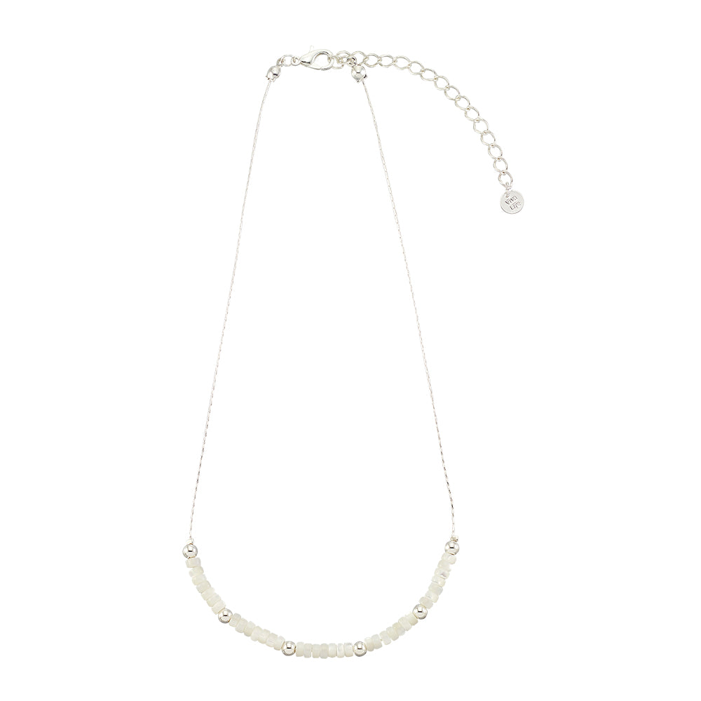 Mother of Pearl Station Metal Bead 15" Necklace