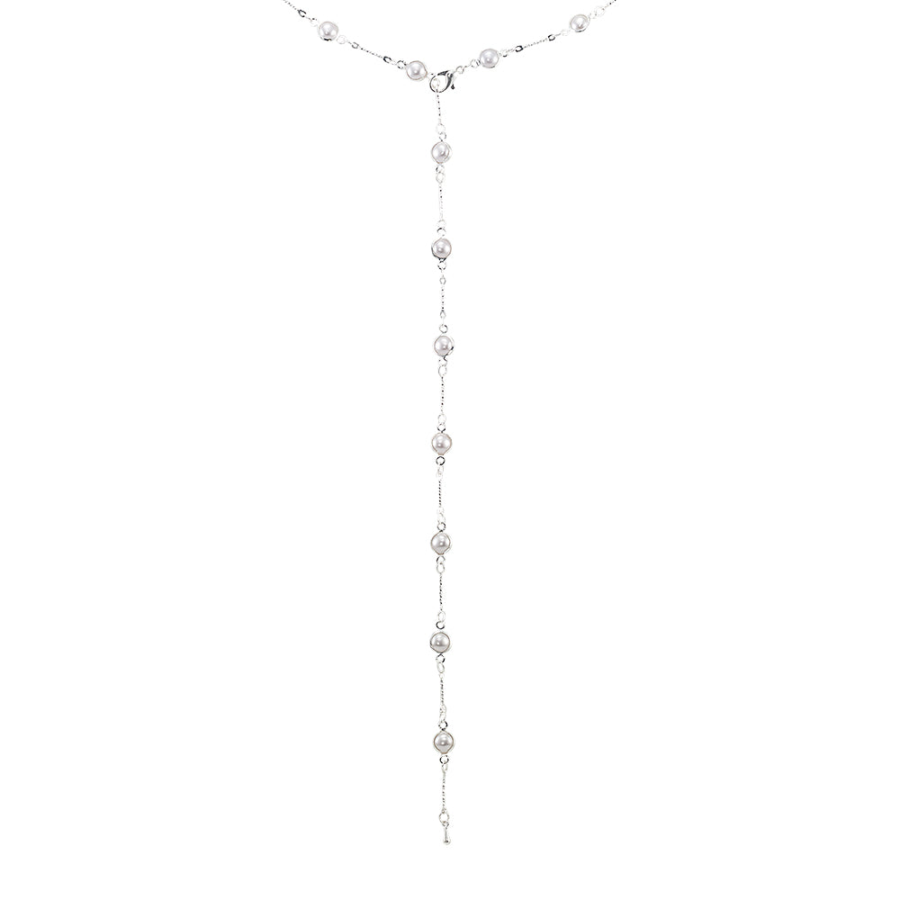Adjustable Pearl Bead Y-Lariat Chain Necklace