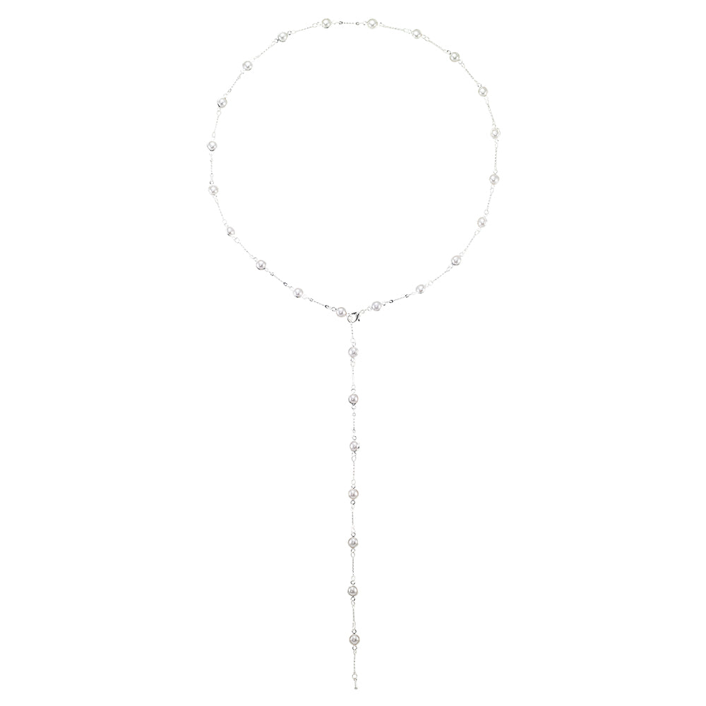 Adjustable Pearl Bead Y-Lariat Chain Necklace