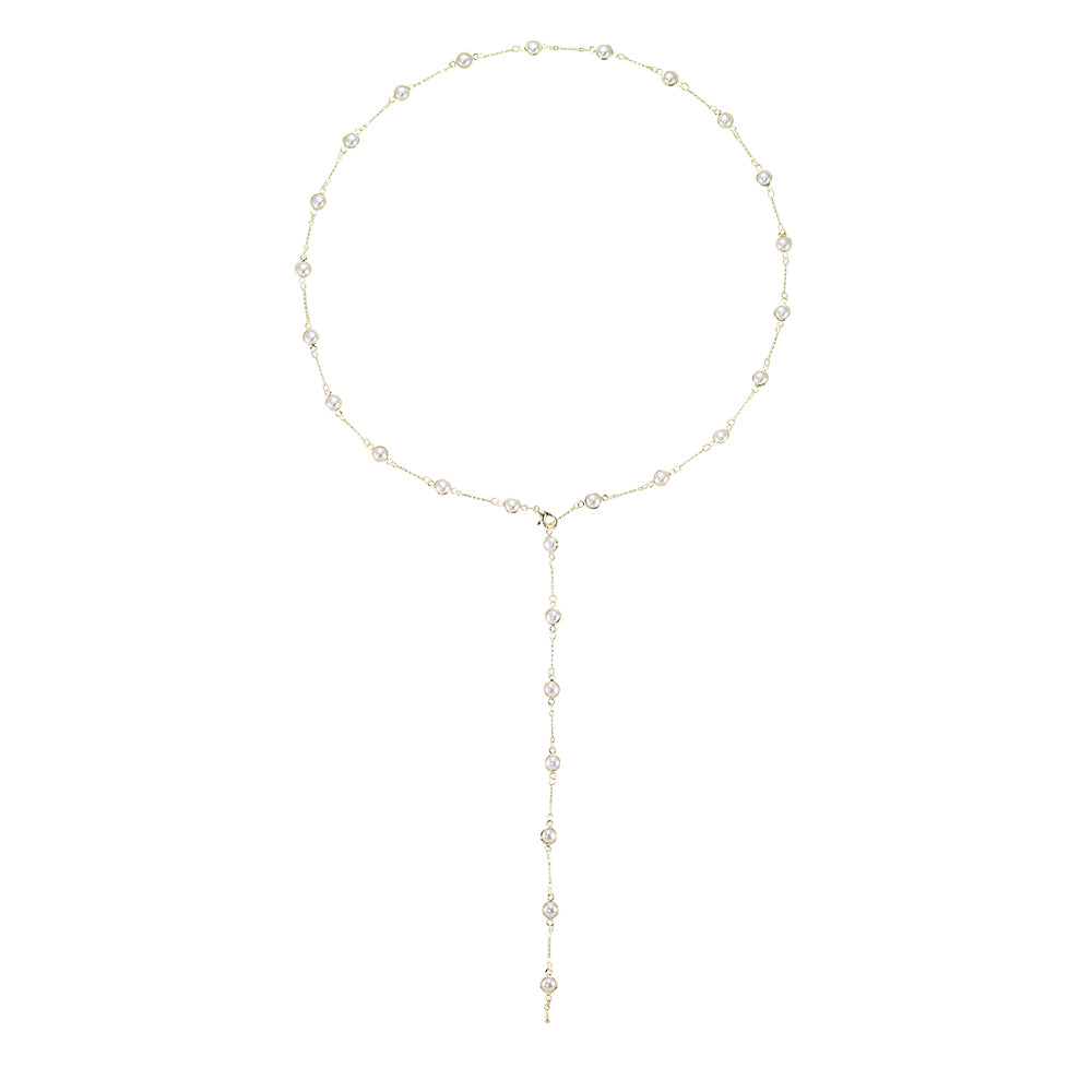 Adjustable Pearl Bead Y-Lariat Chain Necklace