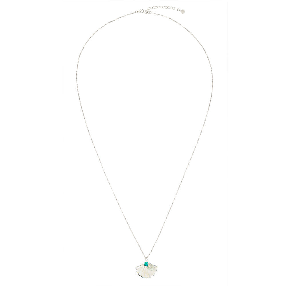 Mother of Pearl Clam Shell and Stone 26″ Necklace