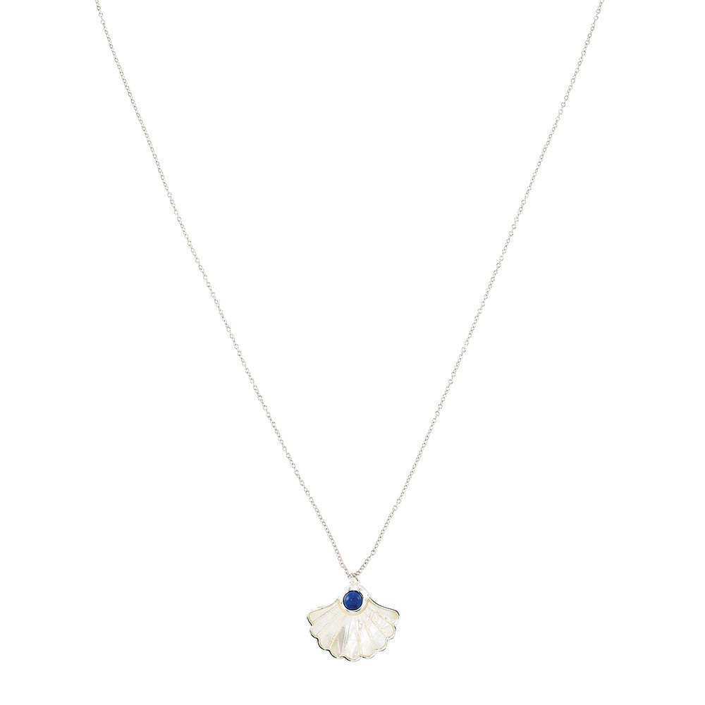 Mother of Pearl Clam Shell and Stone 26″ Necklace