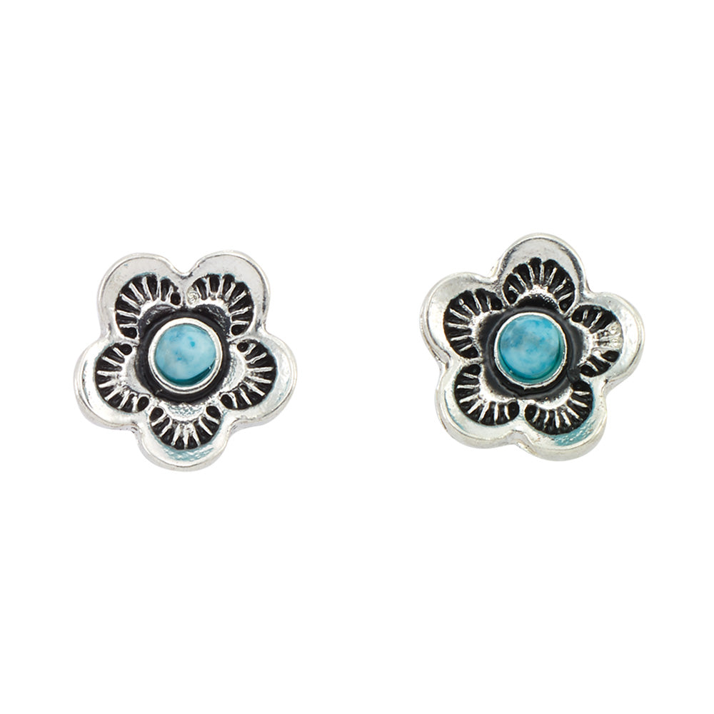 Flower &amp; Natural Stone Stud Earrings