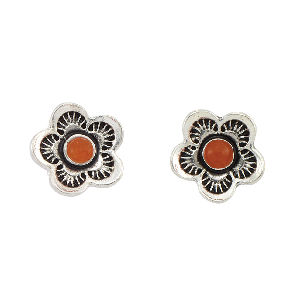 Flower & Natural Stone Stud Earrings