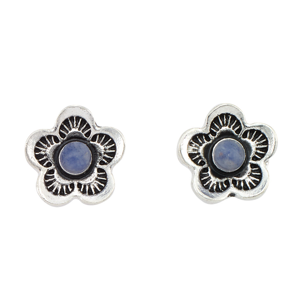 Flower & Natural Stone Stud Earrings