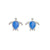 Silver Blue Cats Eye Turtle Stud Earrings
