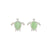 Silver Green Cats Eye Turtle Earrings