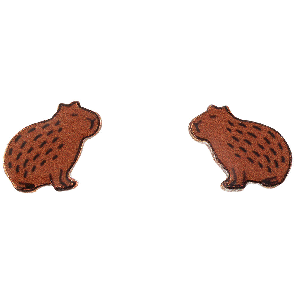 Enamel Capybara Stud Earrings