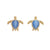 Gold Blue Cats Eye Turtle Stud Earrings