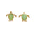 Gold Green Cats Eye Turtle Stud Earrings