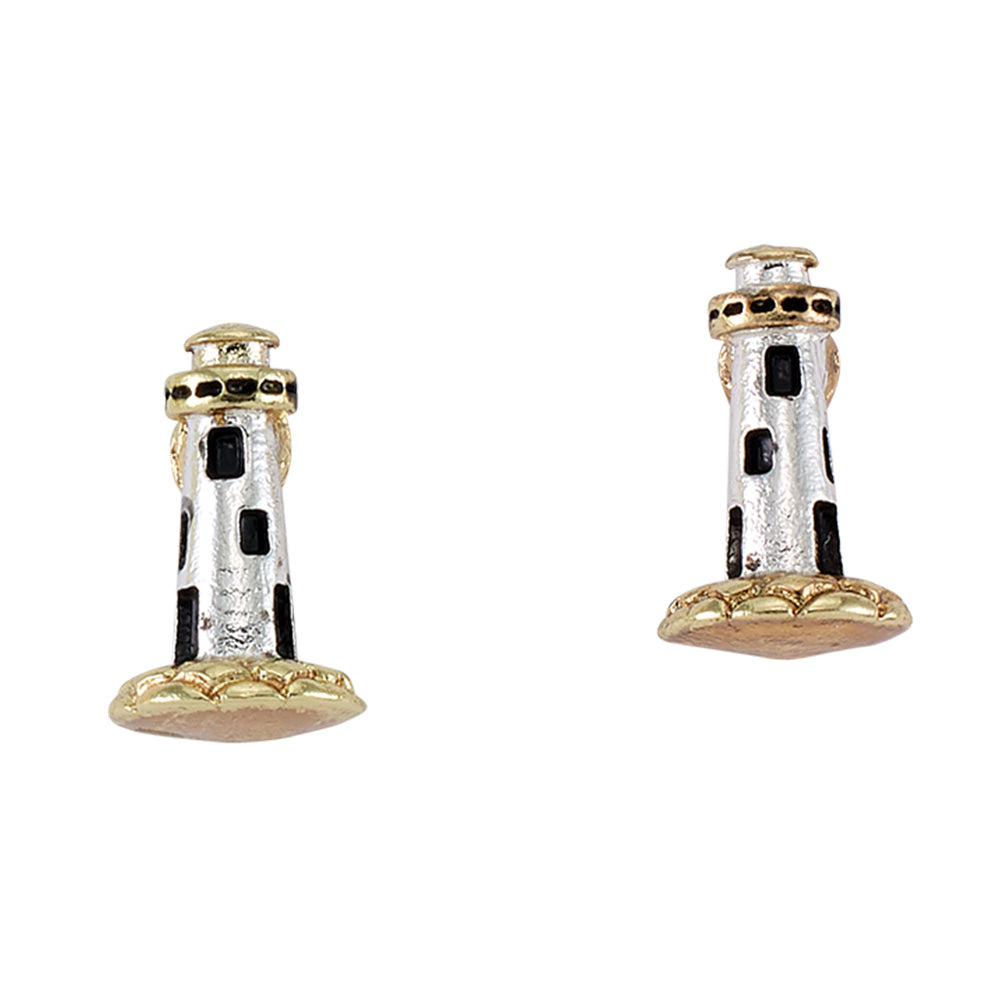 Two-Tone Lighthouse Stud Earrings