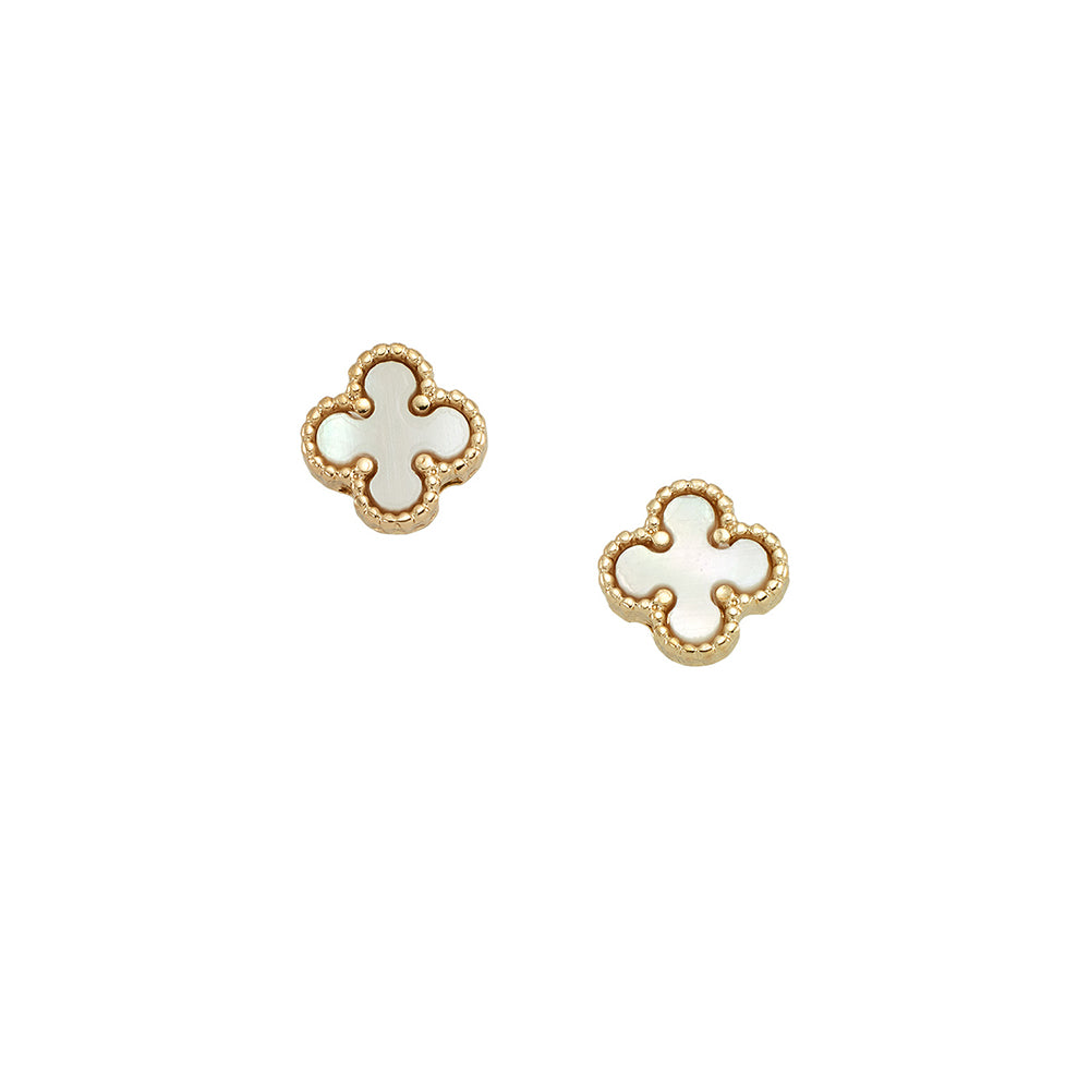 Mother of Pearl Clover Stud Earrings