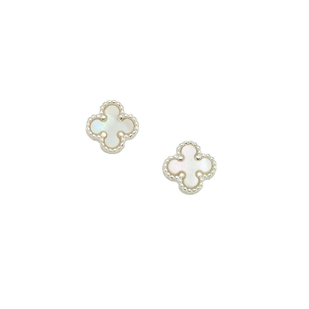 Mother of Pearl Clover Stud Earrings