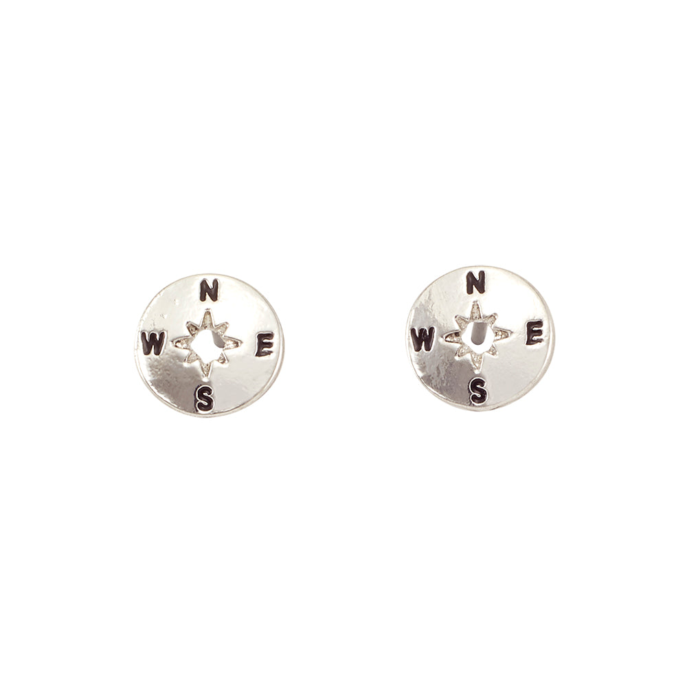 Antiqued Compass Stud Earrings
