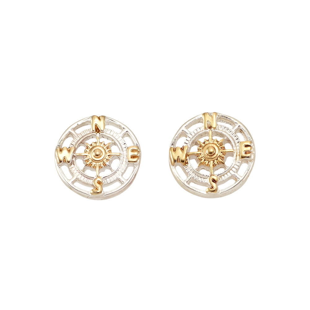 Two-Toned Compass Stud Earrings