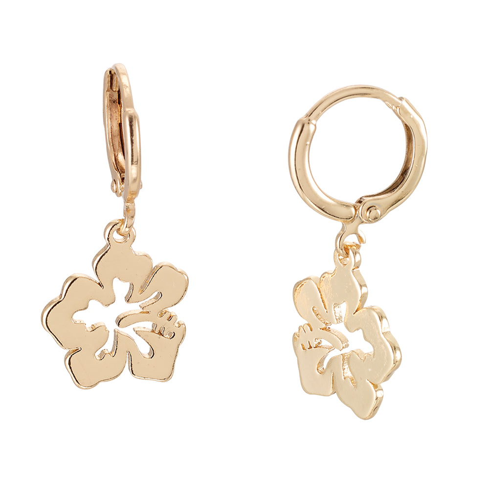 Hibiscus Huggie Earrings