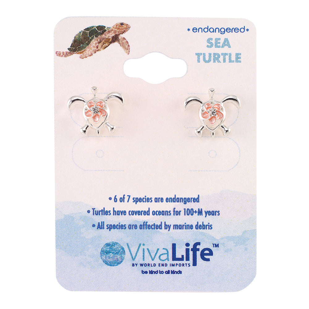 &quot;Give Back&quot; Turtle Hibiscus Stud Earrings