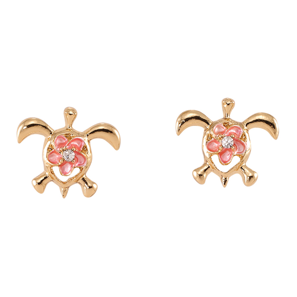 &quot;Give Back&quot; Turtle Hibiscus Stud Earrings