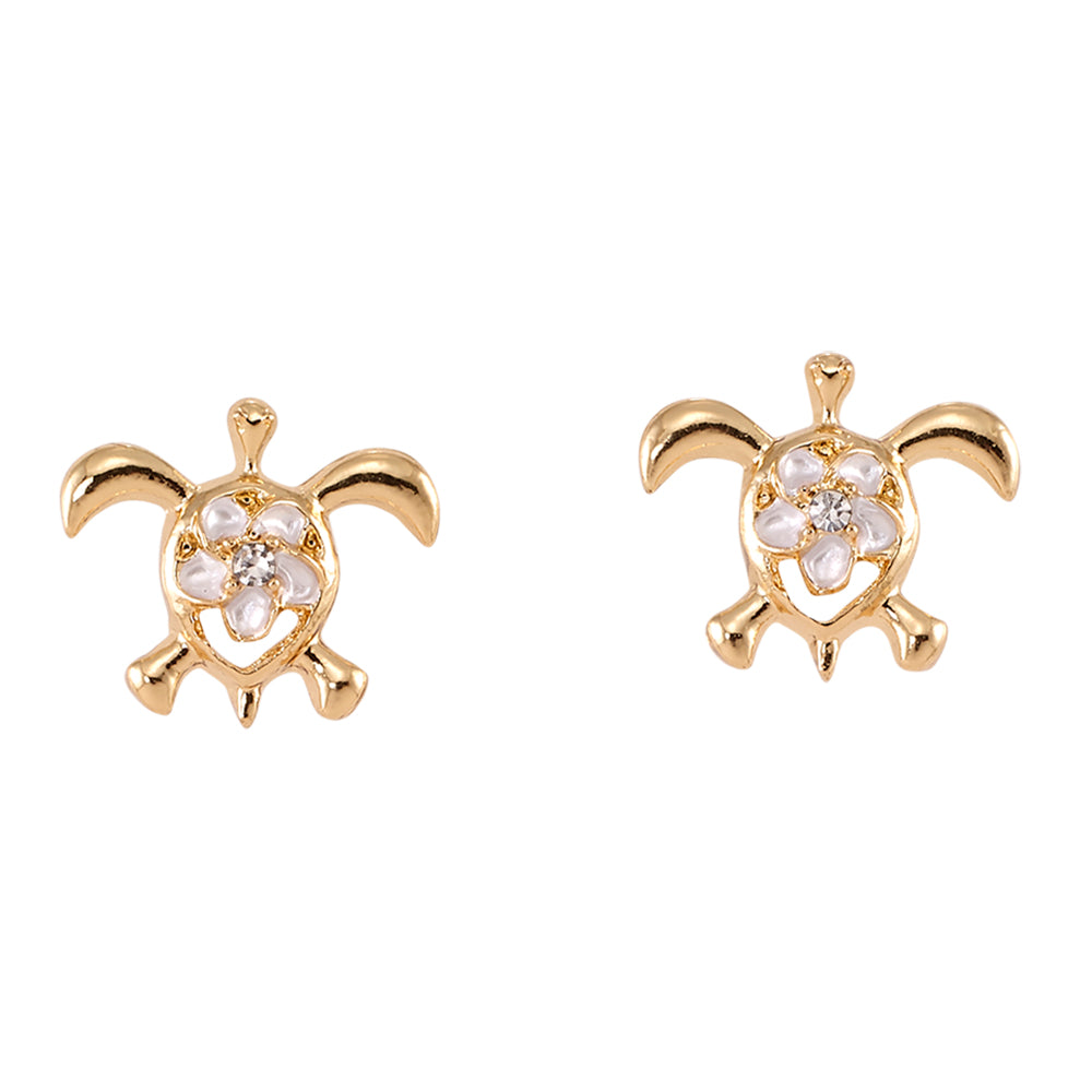 &quot;Give Back&quot; Turtle Hibiscus Stud Earrings