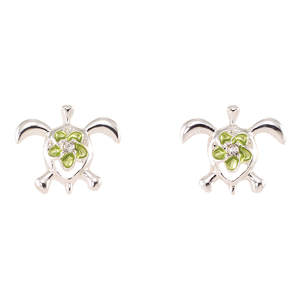 &quot;Give Back&quot; Turtle Hibiscus Stud Earrings