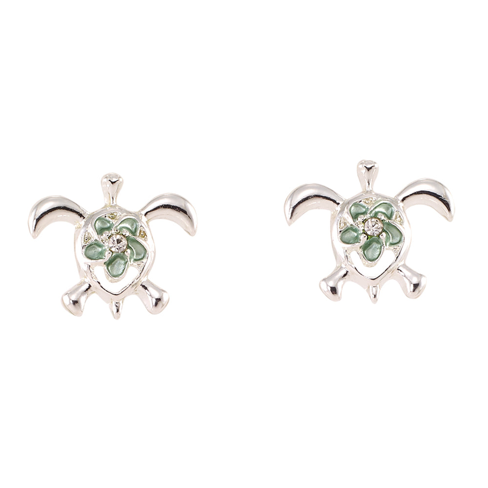 &quot;Give Back&quot; Turtle Hibiscus Stud Earrings