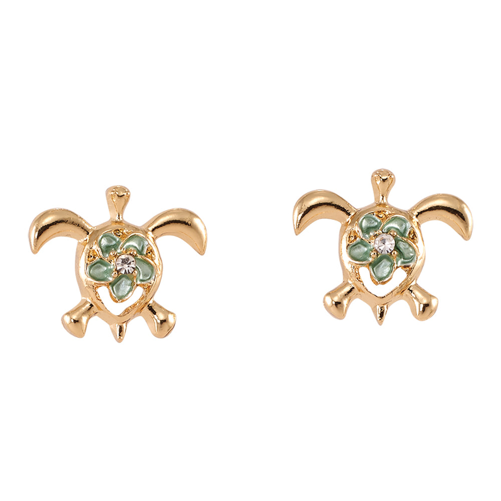 &quot;Give Back&quot; Turtle Hibiscus Stud Earrings