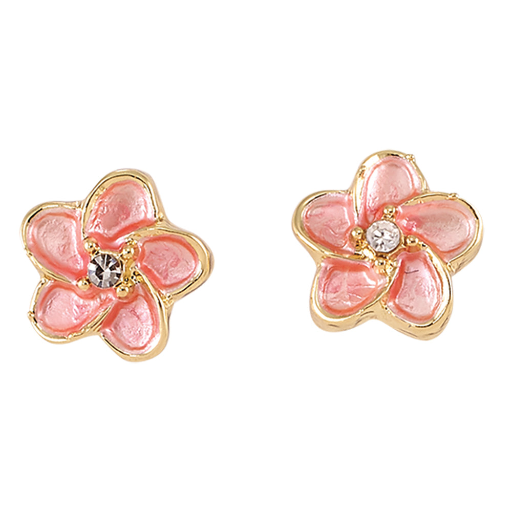 Enamel Hibiscus Stud Earrings
